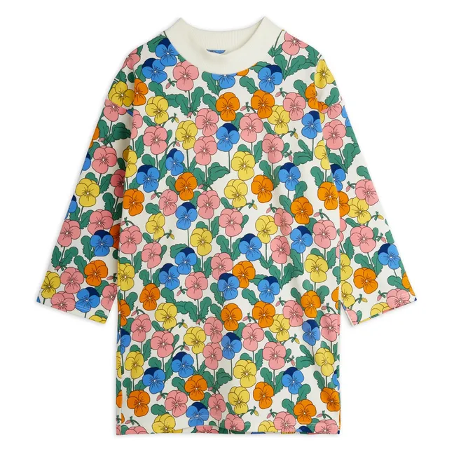 Robe Fleurie Coton Bio | Ecru