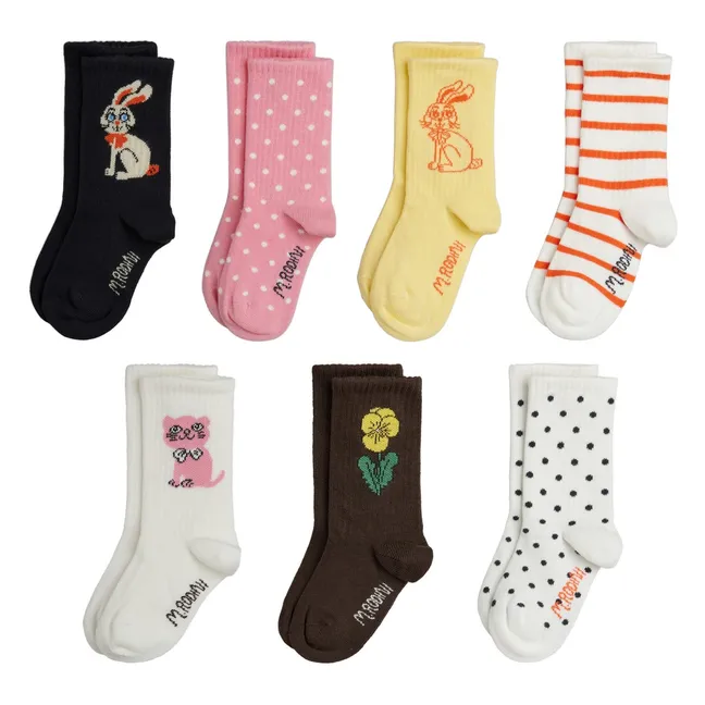 Lot de 7 Paires de Chaussettes Pois Coton Bio | Rose