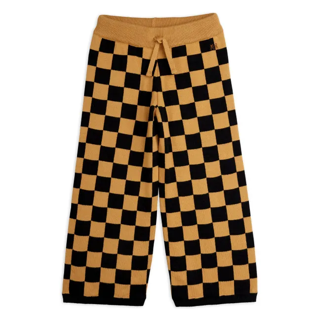 Pantalon Damier Maille Coton Bio | Marron