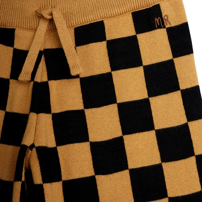 Pantalon Damier Maille Coton Bio | Marron