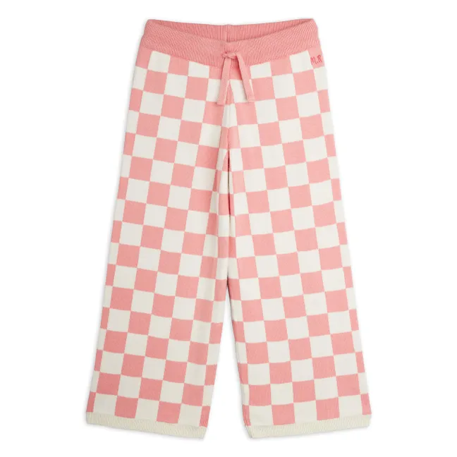 Pantalon Damier Maille Coton Bio | Rose