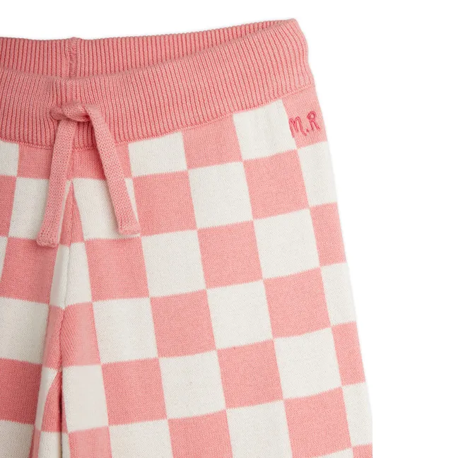 Pantalon Damier Maille Coton Bio | Rose