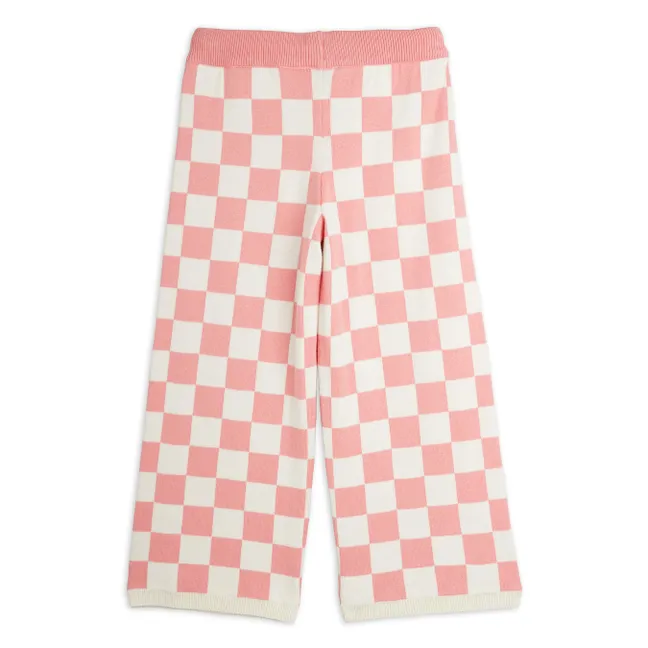 Pantalon Damier Maille Coton Bio | Rose