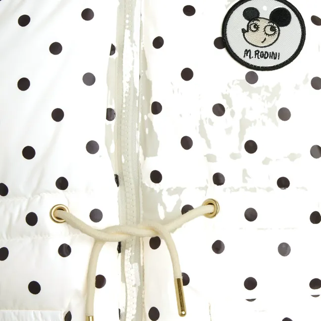 Doudoune Capuche Façon Fourrure Pois Fibres Recyclées | Ecru