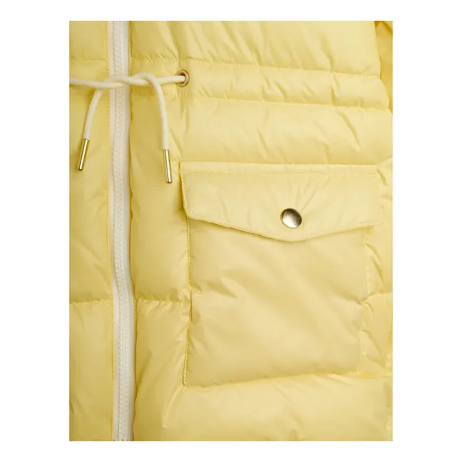 Doudoune Capuche Façon Fourrure Fibres Recyclées | Jaune