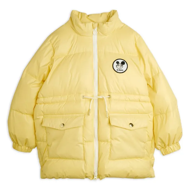 Fur-look Hooded Down Jacket Recycled Fibers | Yellow