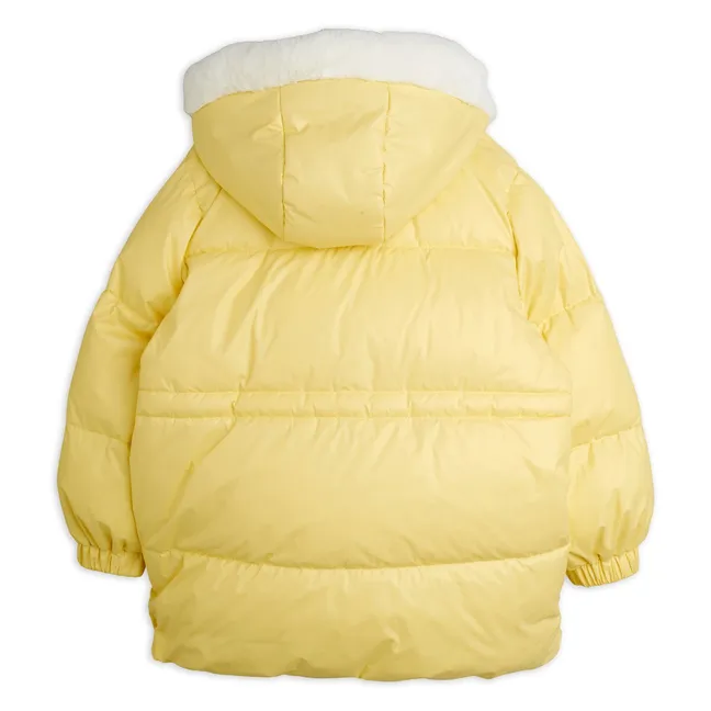 Doudoune Capuche Façon Fourrure Fibres Recyclées | Jaune