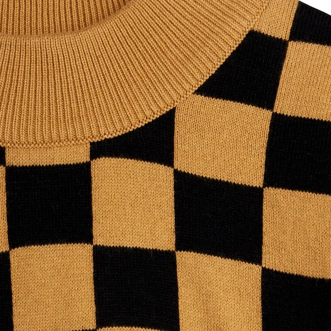 Sweat Damier Coton Bio | Marron