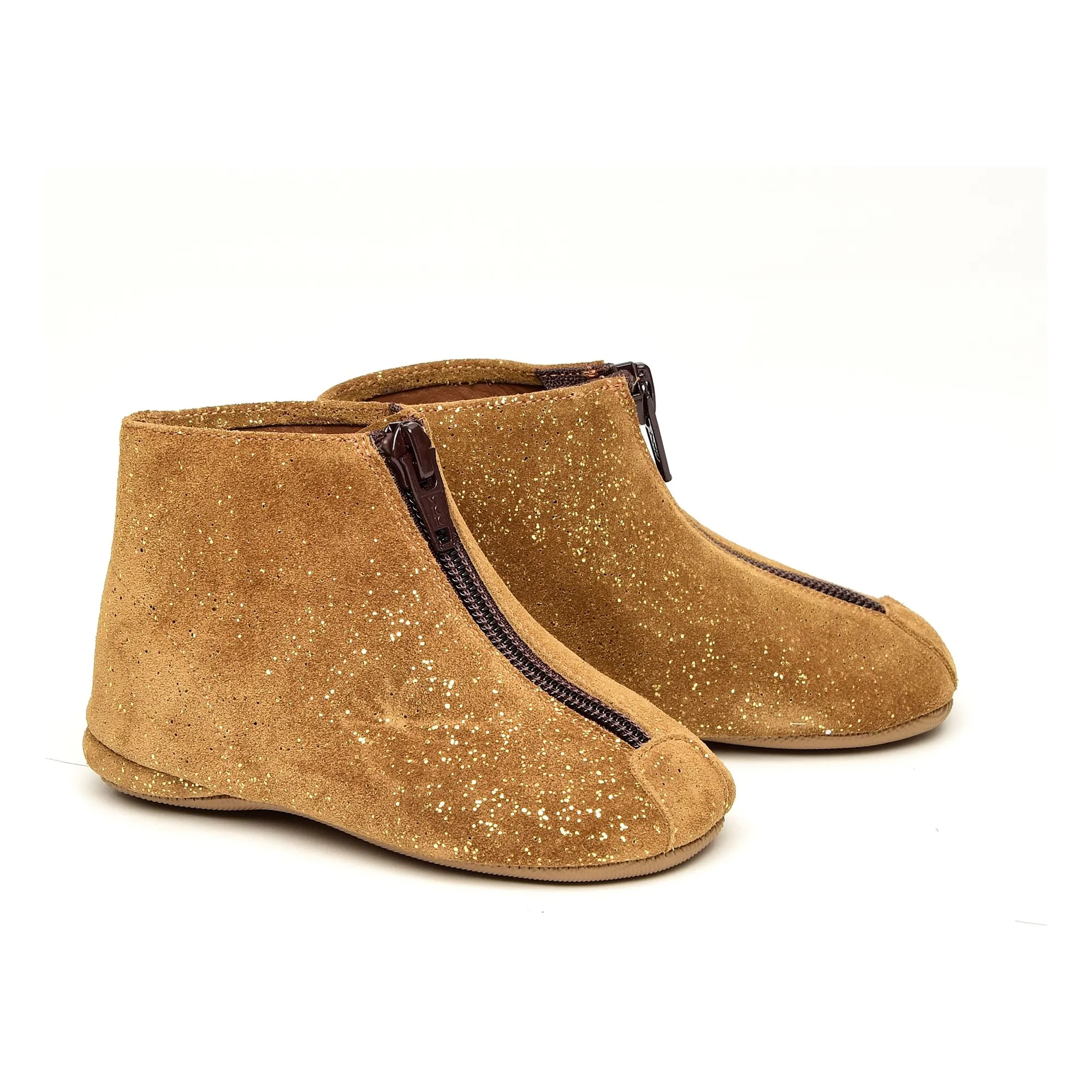 Pèpè Brown Zip Front Slippers