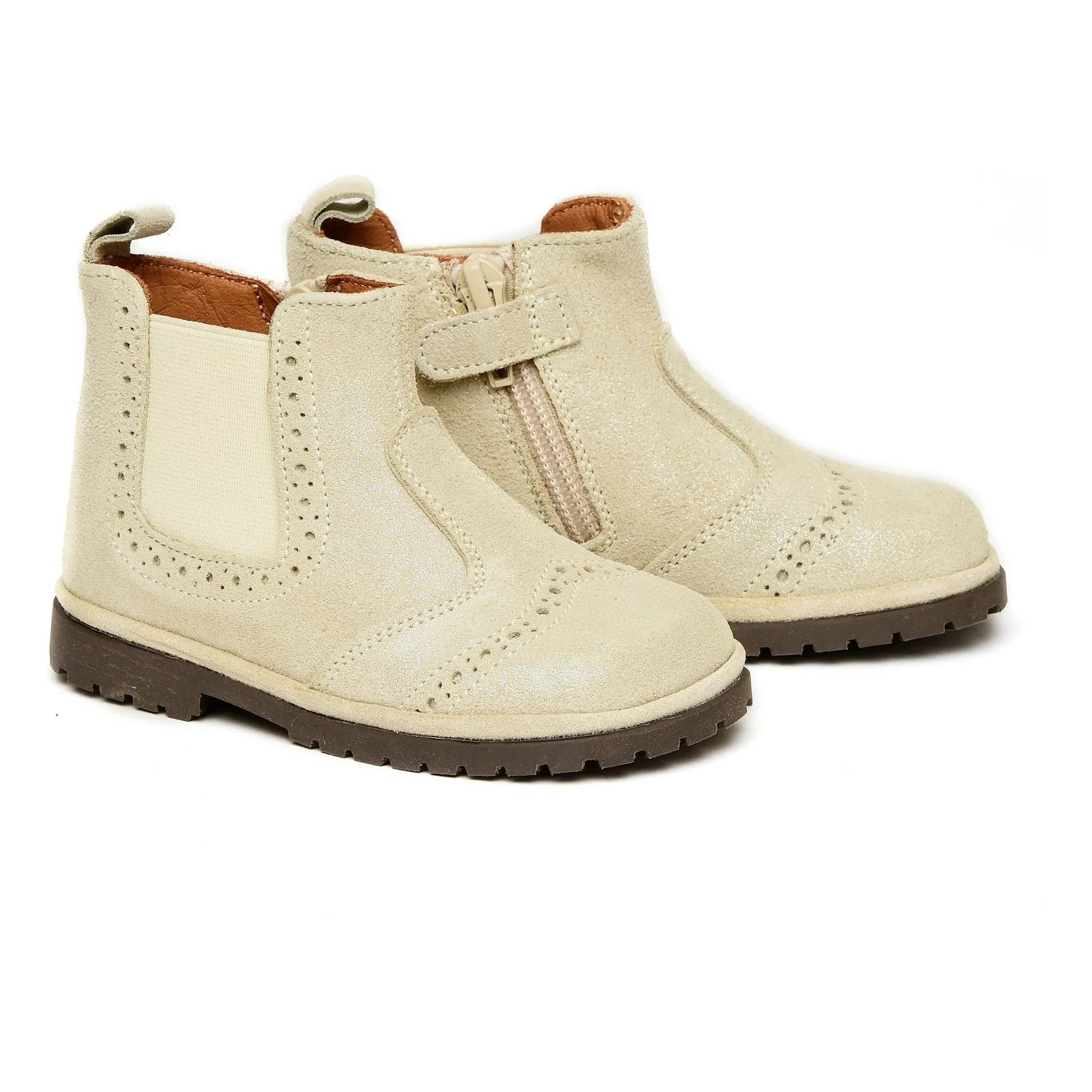 Pèpè Beige Zip Suede Boots