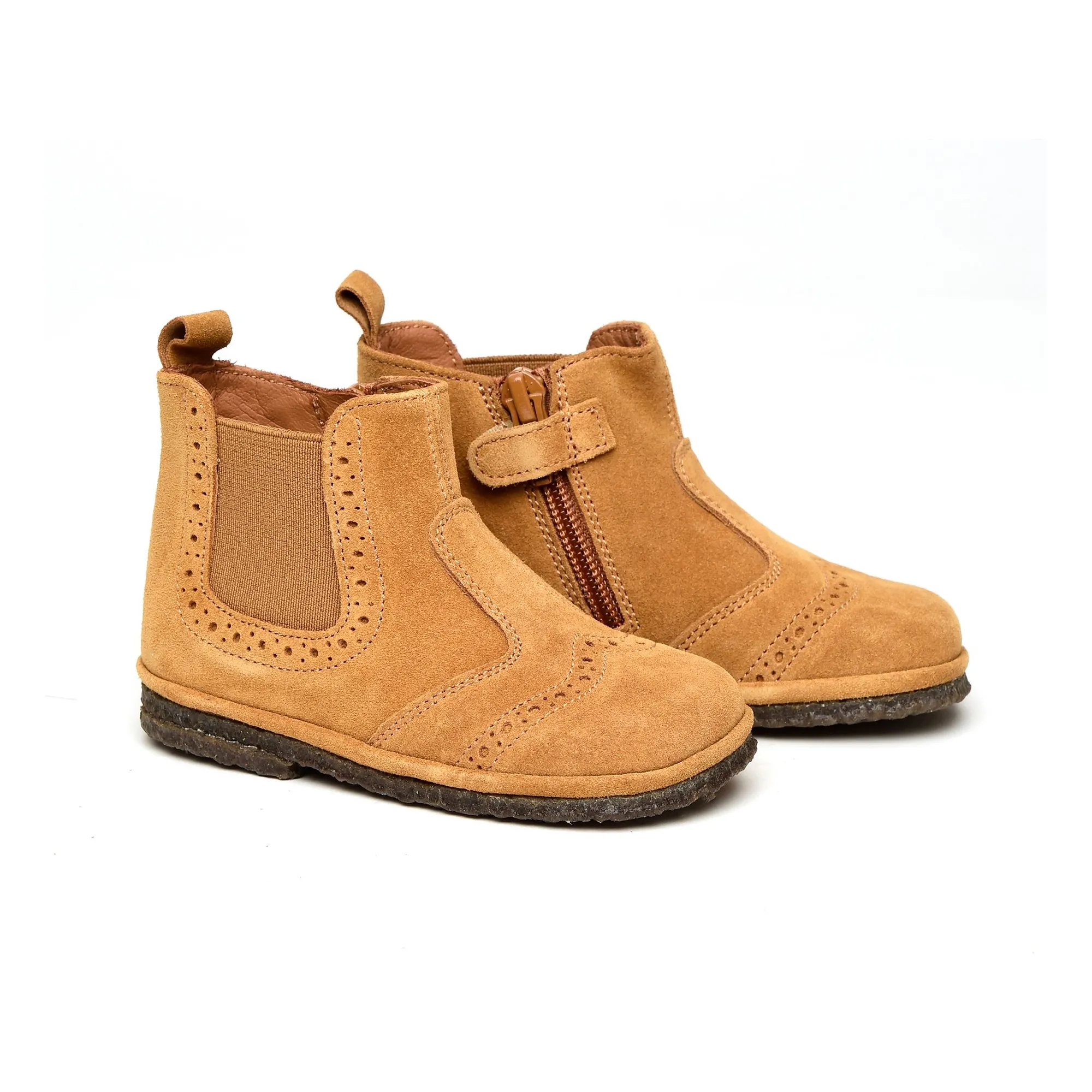 Pèpè Caramel Zip Suede Boots