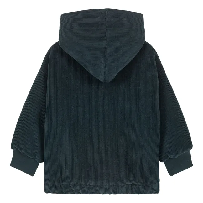 Mantel Frio Velours gerippt Quadrate | Blau