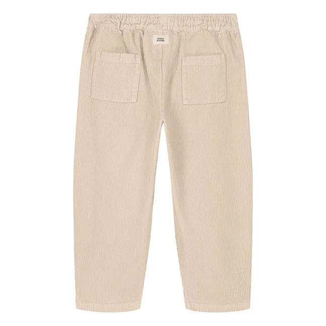 Carrott Hose aus geripptem Velours | Grauweiß