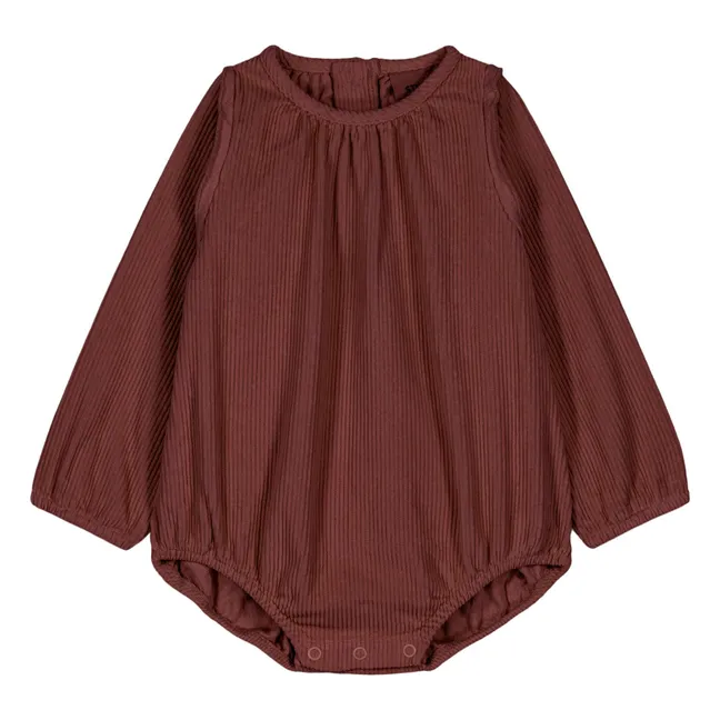 Esmee Rippenvelours Strampelanzug | Pflaume
