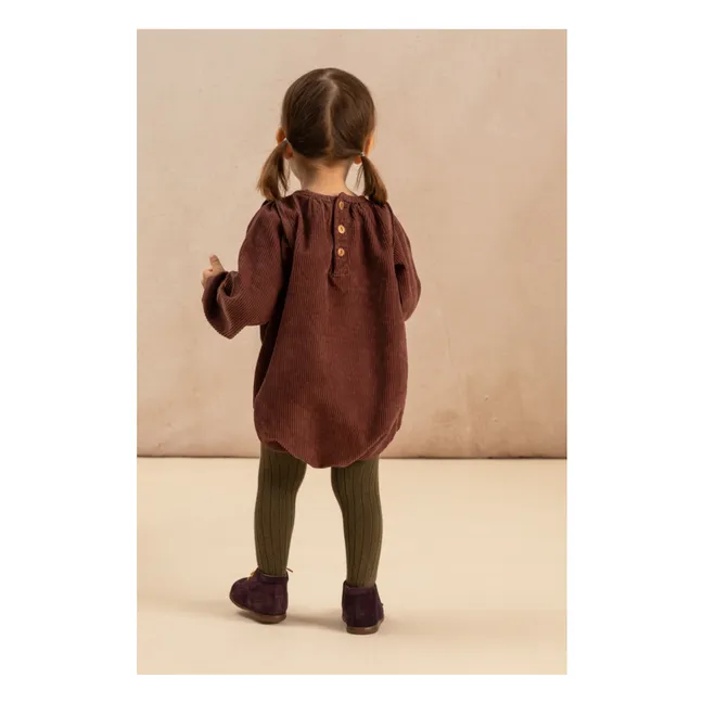 Esmee Rippenvelours Strampelanzug | Pflaume