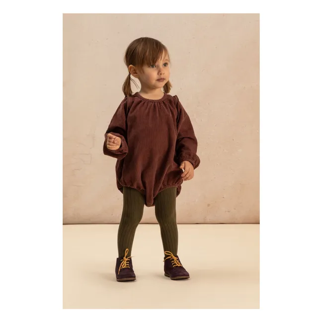 Esmee Rippenvelours Strampelanzug | Pflaume