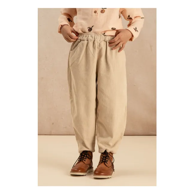 Carrott Hose aus geripptem Velours | Grauweiß