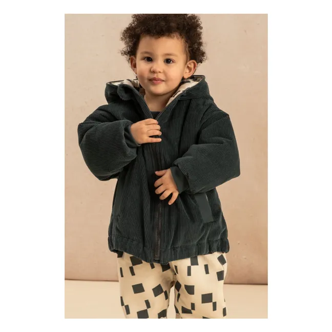 Mantel Frio Velours gerippt Quadrate | Blau