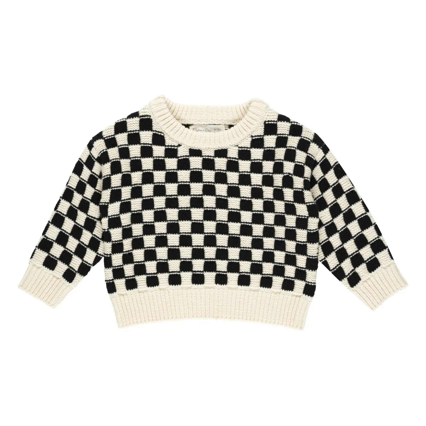 Rylee + Cru Ecru Aspen Checkered Sweater