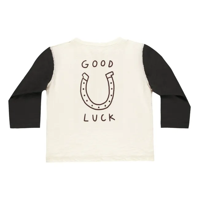 Camiseta abotonada Henley Good Luck | Marfil