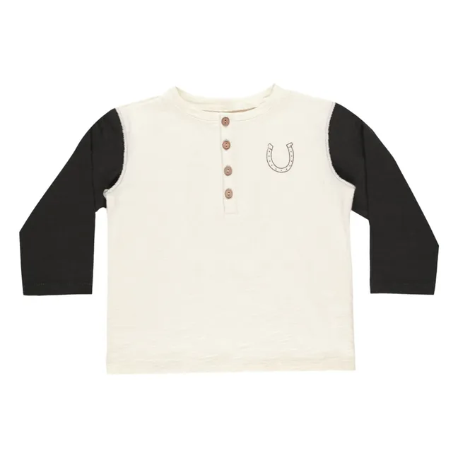 Camiseta abotonada Henley Good Luck | Marfil