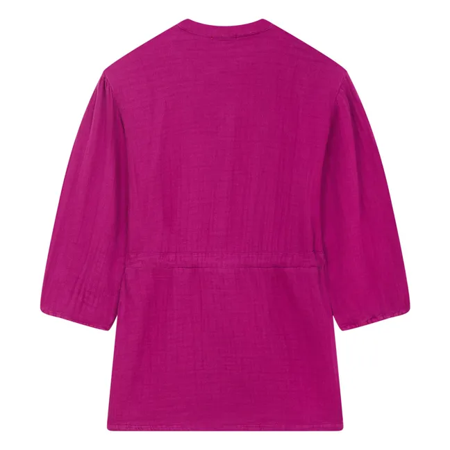 Vestido de gasa de algodón Blanca | Rosa