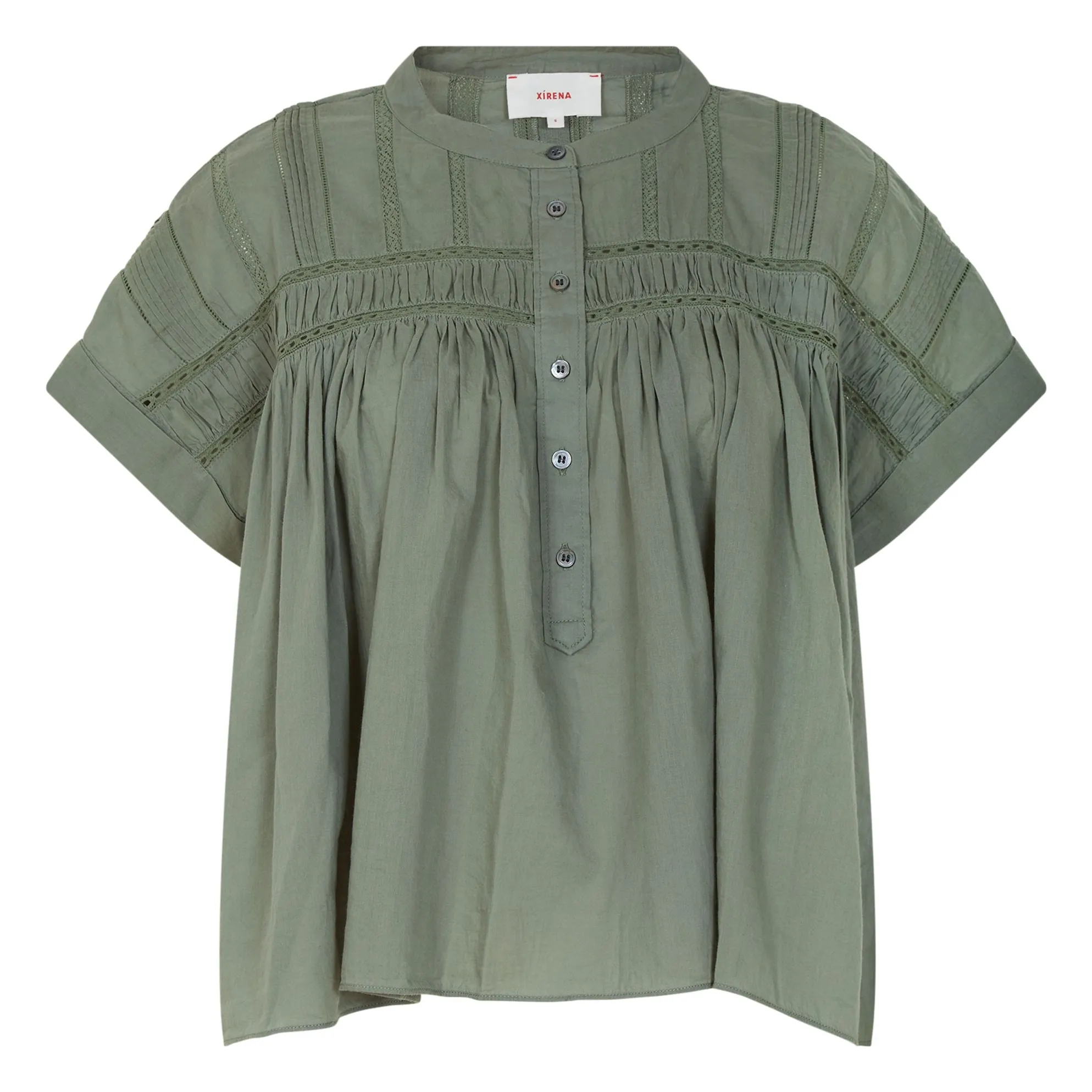 Xirena Khaki Blouse Louelle Voile De Coton