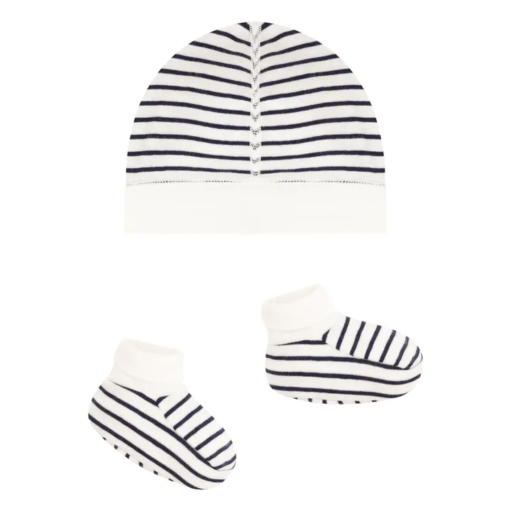 Juego de zapatillas y gorro Marinière | Azul Marino- Imagen del producto n°2