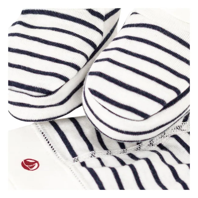 Set Hausschuhe und Mütze Marinière | Navy