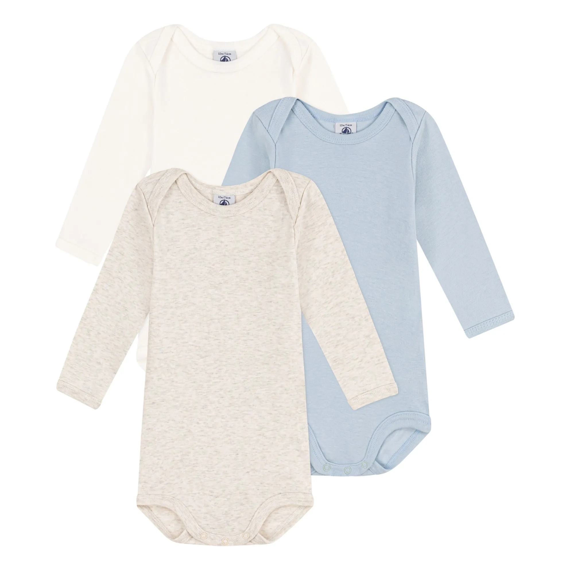 Petit Bateau Blue Lot 3 Bodies Unis