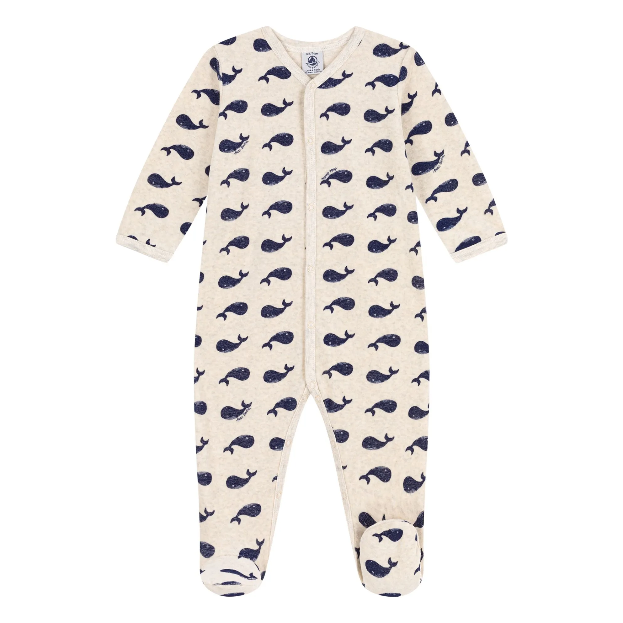 Petit Bateau Heather Grey Dors Bien Velours Baleine Pyjamas