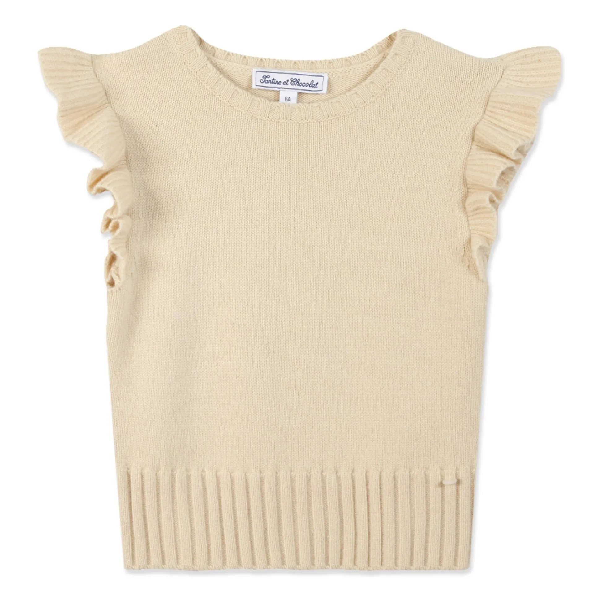 Tartine Et Chocolat Ecru Sleeveless Wool Sweater