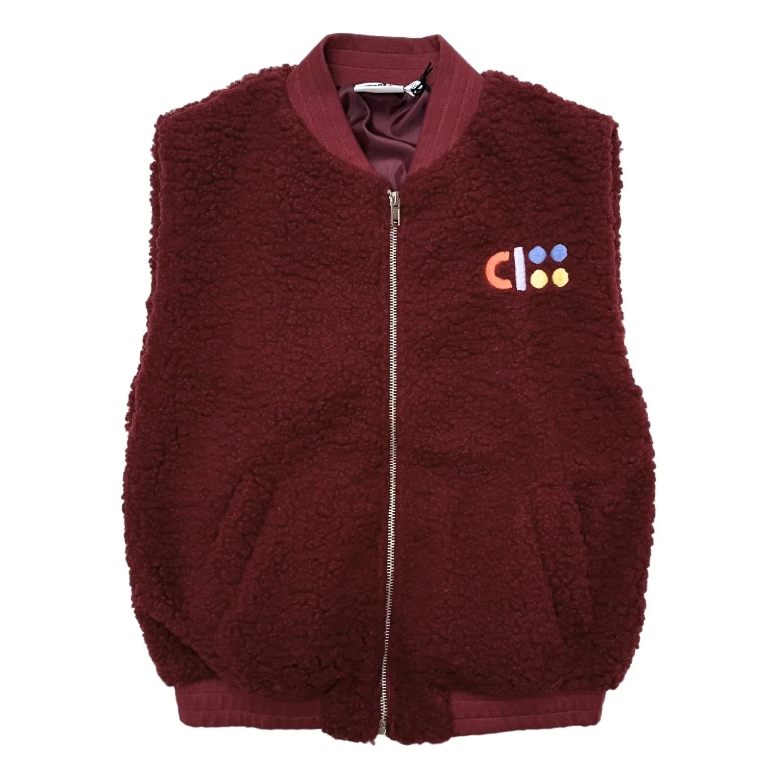 Cos I Said So Burgundy Sleeveless Sherpa Vest