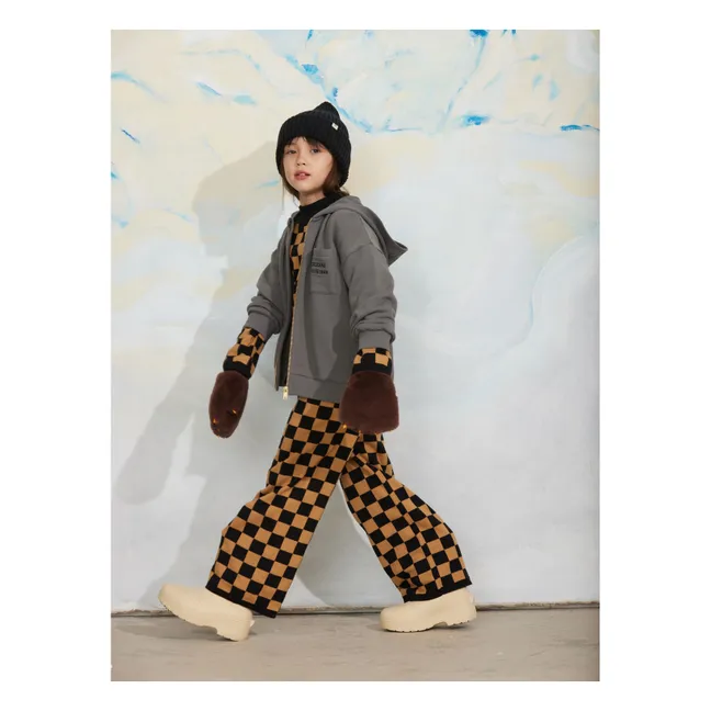 Pantalon Damier Maille Coton Bio | Marron