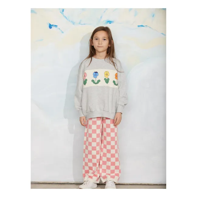 Pantalon Damier Maille Coton Bio | Rose