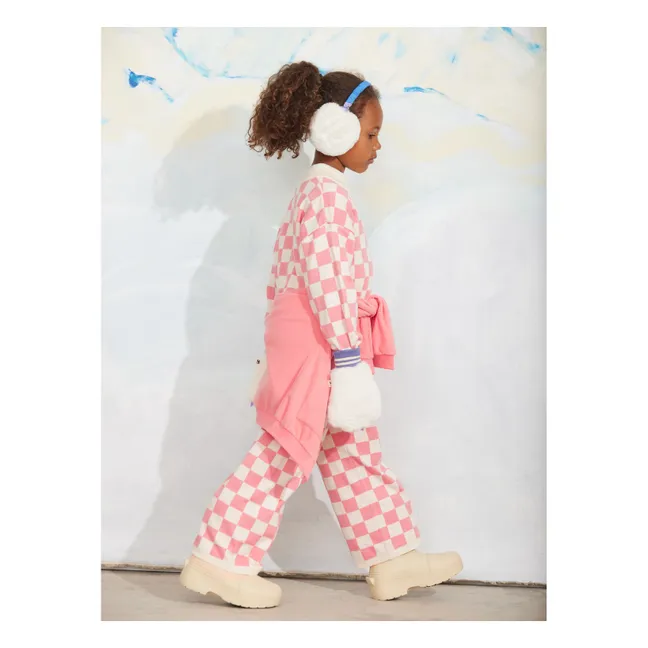Pantalon Damier Maille Coton Bio | Rose