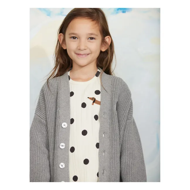 Cardigan Coton Bio | Gris chiné