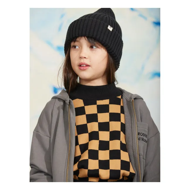 Sweat Damier Coton Bio | Marron