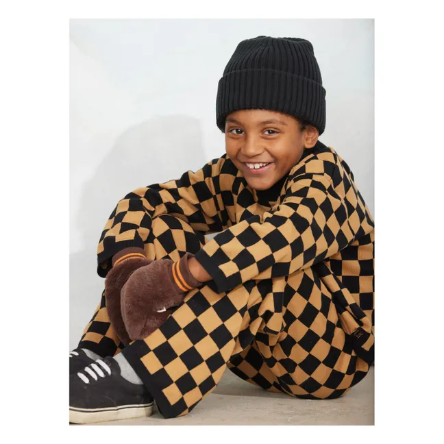 Sweat Damier Coton Bio | Marron