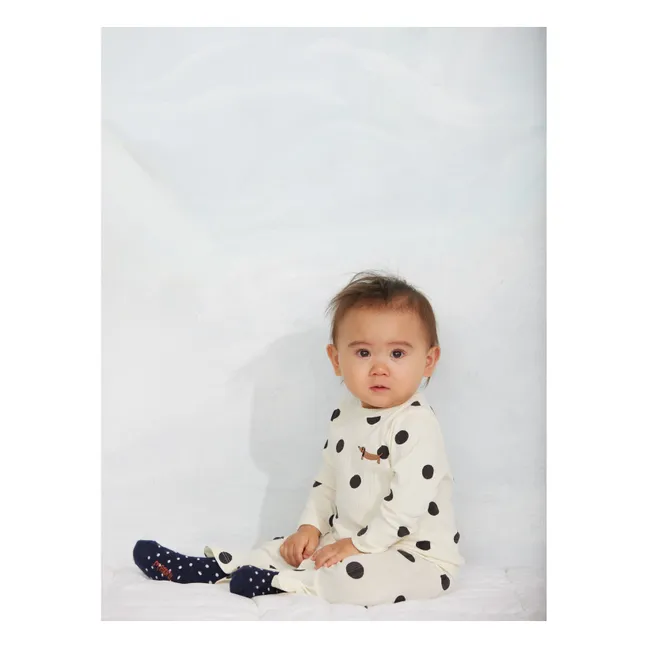 Pantalon Flare Pois Coton Bio | Ecru