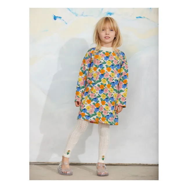 Robe Fleurie Coton Bio | Ecru