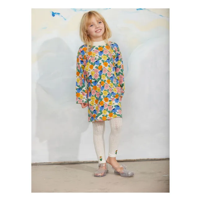Robe Fleurie Coton Bio | Ecru