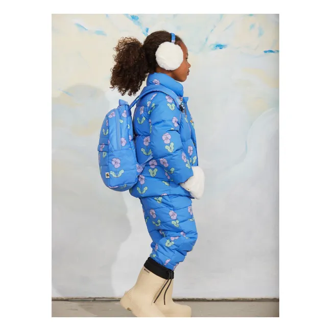 Sac à Dos Fleuri Fibres Recyclées | Bleu