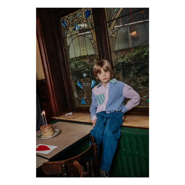 Camisa de rayas patchwork | Rosa