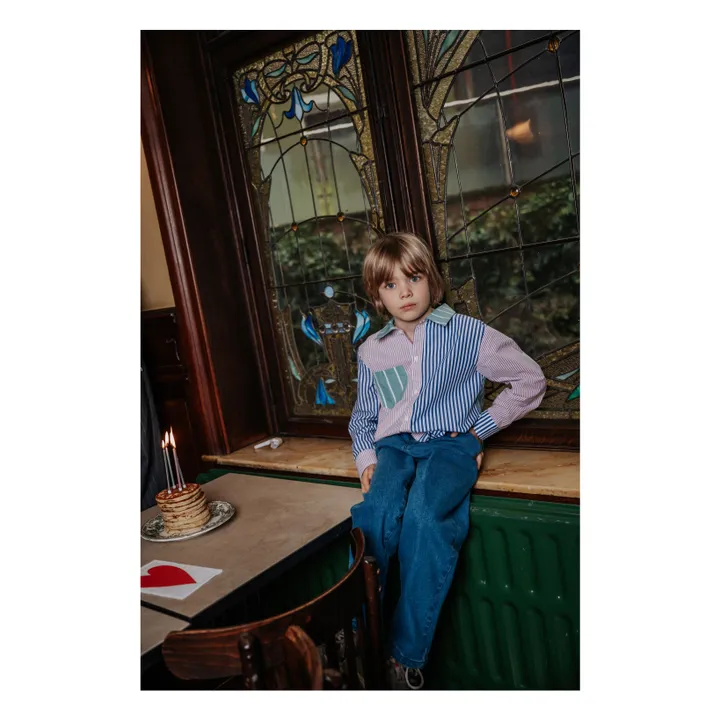 Camisa de rayas patchwork | Rosa- Imagen del producto n°1