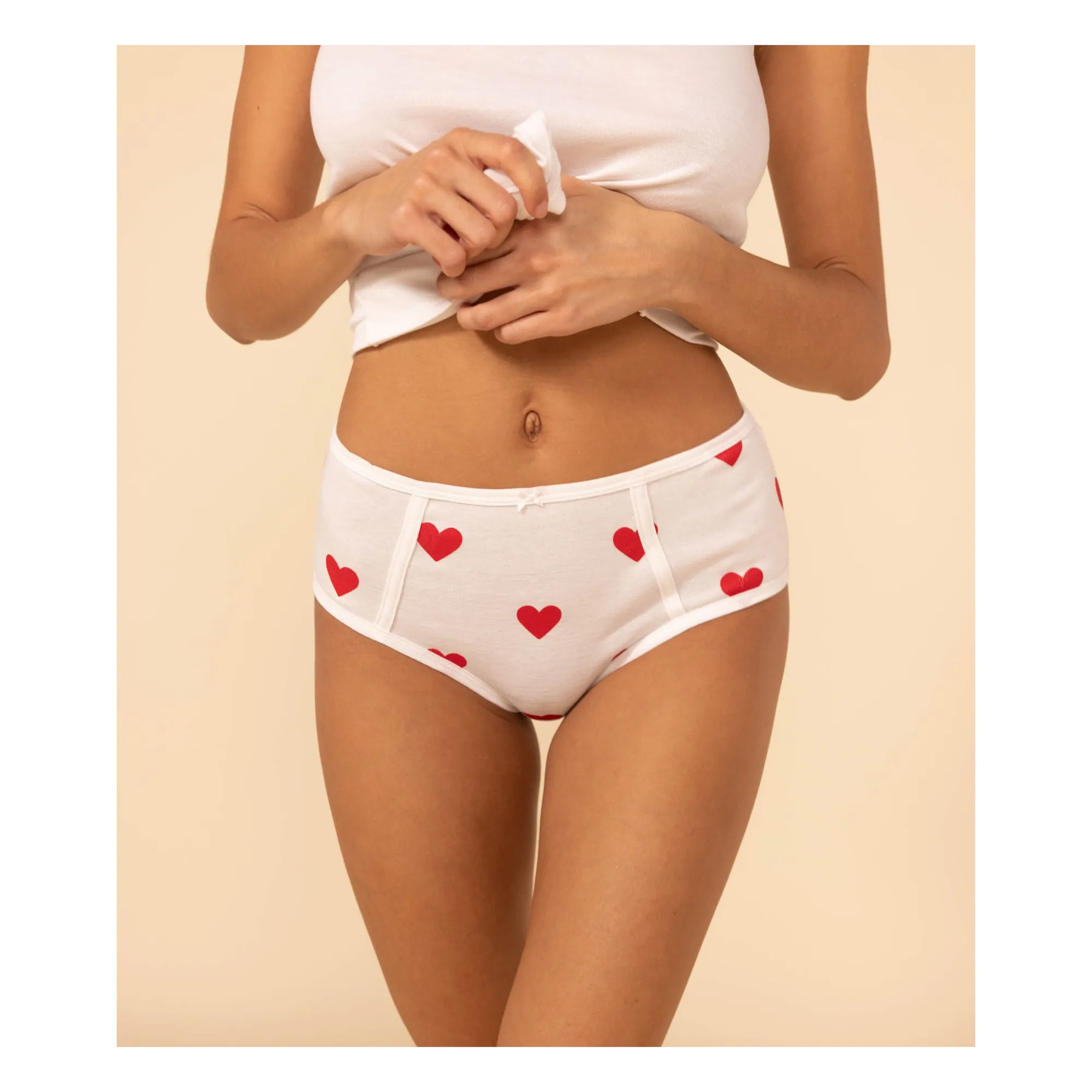 Petit Bateau Women's White Lot 2 Culottes Cœurs - Collection