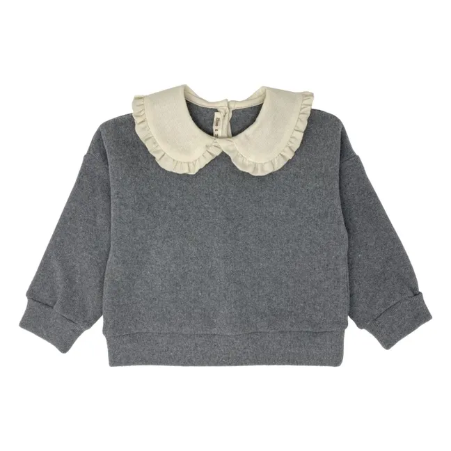Jersey de punto con cuello Claudine | Gris Jaspeado