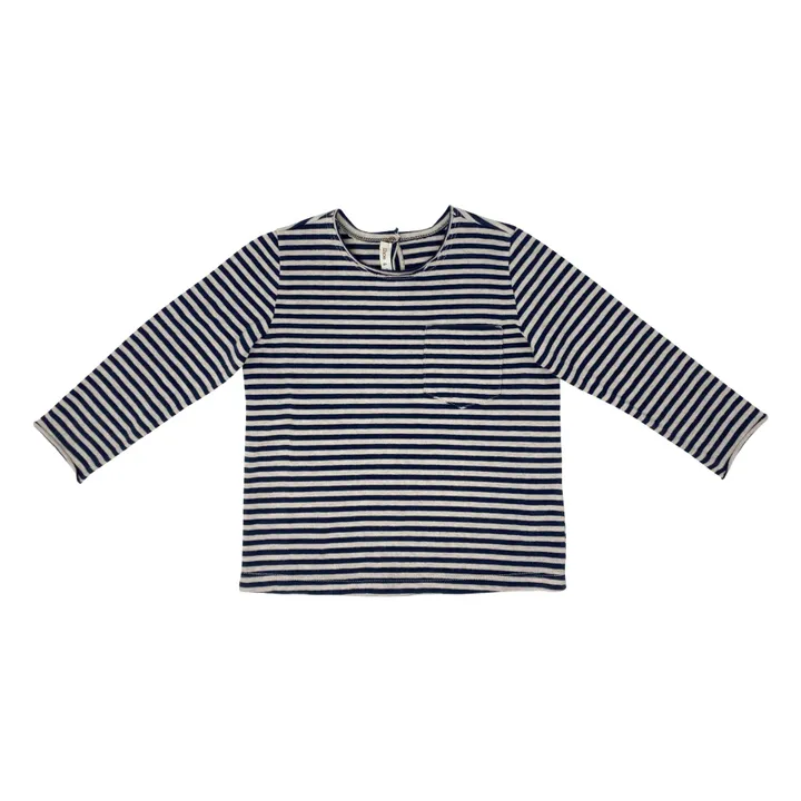 Camiseta de manga larga a rayas | Azul- Imagen del producto n°0