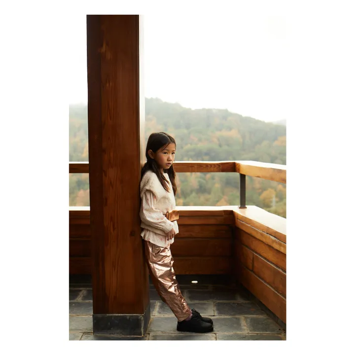 Pantalones globo metalizados | Rosa Melocotón- Imagen del producto n°1