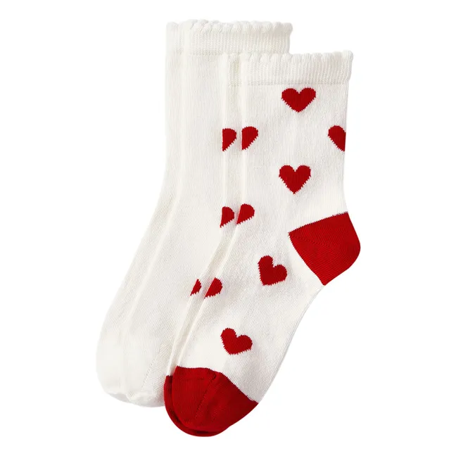 Lote de 2 pares de calcetines Corazón | Rojo